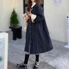 imagechouyatou Womens Warm Winter Windproof Sherpa Fleece Lined Long Denim Coat Trucker Jean Jacket OvercoatBlack