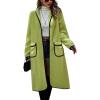 imagechouyatou Womens Fall Winter Open Front Fuzzy Sherpa Fleece Maxi Coat Duster Cardigan JacketGreen