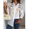 imagechouyatou Womens 2025 Eyelet Lace Embroidery Button Down Shirts 34 Puff Sleeve Boho Crochet Blouse TopsGolden