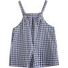 imagechouyatou Womens Retro Plaid Wide Leg Romper Shorts Loose Fit Baggy Sleeveless Jumpsuit Overalls with PocketsBlack