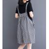 imagechouyatou Womens Retro Plaid Wide Leg Romper Shorts Loose Fit Baggy Sleeveless Jumpsuit Overalls with PocketsBlack