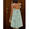 imagechouyatou Womens Satin High Low Hem Prom Dresses Sexy 3D Flower Spaghetti Strap Beach Party Mini DressLight Green