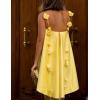 imagechouyatou Womens Satin High Low Hem Prom Dresses Sexy 3D Flower Spaghetti Strap Beach Party Mini DressYellow
