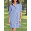 imagechouyatou Womens Summer Casual Stripe Shirt Dress Button Down Loose Fit Holiday Mini Shift DressBlue