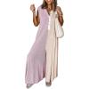 imagechouyatou Womens 2025 Color Block Sleeveless Baggy Overalls Button Up Wide Leg Romper Jumpsuit PantsPurple