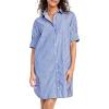 imagechouyatou Womens Summer Casual Stripe Shirt Dress Button Down Loose Fit Holiday Mini Shift DressBlue