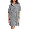 imagechouyatou Womens Summer Casual Stripe Shirt Dress Button Down Loose Fit Holiday Mini Shift DressDark Grey