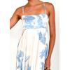imagechouyatou Womens Bohemian Floral Print Back Smocked Maxi Dress Sexy Spaghetti Strap Ruffle Swing Beach Long DressBlue Brown