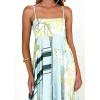 imagechouyatou Womens Bohemian Floral Print Back Smocked Maxi Dress Sexy Spaghetti Strap Ruffle Swing Beach Long DressGreen