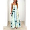imagechouyatou Womens Bohemian Floral Print Back Smocked Maxi Dress Sexy Spaghetti Strap Ruffle Swing Beach Long DressGreen