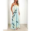 imagechouyatou Womens Bohemian Floral Print Back Smocked Maxi Dress Sexy Spaghetti Strap Ruffle Swing Beach Long DressGreen