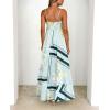 imagechouyatou Womens Bohemian Floral Print Back Smocked Maxi Dress Sexy Spaghetti Strap Ruffle Swing Beach Long DressGreen