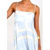 imagechouyatou Womens Bohemian Floral Print Back Smocked Maxi Dress Sexy Spaghetti Strap Ruffle Swing Beach Long DressLight Blue