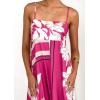 imagechouyatou Womens Bohemian Floral Print Back Smocked Maxi Dress Sexy Spaghetti Strap Ruffle Swing Beach Long DressRose Red