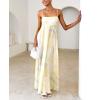 imagechouyatou Womens Bohemian Floral Print Back Smocked Maxi Dress Sexy Spaghetti Strap Ruffle Swing Beach Long DressYellow