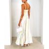imagechouyatou Womens Bohemian Floral Print Back Smocked Maxi Dress Sexy Spaghetti Strap Ruffle Swing Beach Long DressYellow