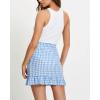 imagechouyatou Womens Cute Gingham Cotton Skirt Plaid Single Breasted A Line Ruffle Fishtail Short Mini SkirtAzure