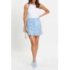 imagechouyatou Womens Cute Gingham Cotton Skirt Plaid Single Breasted A Line Ruffle Fishtail Short Mini SkirtAzure