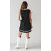 imagechouyatou Womens Embroidered VNeck Sleeveless Mini Denim Dress Casual ALine Jean Babydoll Tank DressBlack