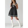 imagechouyatou Womens Embroidered VNeck Sleeveless Mini Denim Dress Casual ALine Jean Babydoll Tank DressBlack