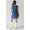 imagechouyatou Womens Embroidered VNeck Sleeveless Mini Denim Dress Casual ALine Jean Babydoll Tank DressDark Blue