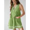 imagechouyatou Womens Embroidered VNeck Sleeveless Mini Denim Dress Casual ALine Jean Babydoll Tank DressGreen