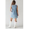 imagechouyatou Womens Embroidered VNeck Sleeveless Mini Denim Dress Casual ALine Jean Babydoll Tank DressLight Blue