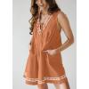 imagechouyatou Womens Embroidered VNeck Sleeveless Mini Denim Dress Casual ALine Jean Babydoll Tank DressOrange