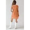 imagechouyatou Womens Embroidered VNeck Sleeveless Mini Denim Dress Casual ALine Jean Babydoll Tank DressOrange