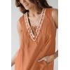 imagechouyatou Womens Embroidered VNeck Sleeveless Mini Denim Dress Casual ALine Jean Babydoll Tank DressOrange