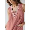 imagechouyatou Womens Embroidered VNeck Sleeveless Mini Denim Dress Casual ALine Jean Babydoll Tank DressPink