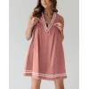 imagechouyatou Womens Embroidered VNeck Sleeveless Mini Denim Dress Casual ALine Jean Babydoll Tank DressPink