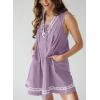 imagechouyatou Womens Embroidered VNeck Sleeveless Mini Denim Dress Casual ALine Jean Babydoll Tank DressPurple