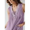 imagechouyatou Womens Embroidered VNeck Sleeveless Mini Denim Dress Casual ALine Jean Babydoll Tank DressPurple