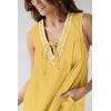 imagechouyatou Womens Embroidered VNeck Sleeveless Mini Denim Dress Casual ALine Jean Babydoll Tank DressYellow