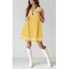 imagechouyatou Womens Embroidered VNeck Sleeveless Mini Denim Dress Casual ALine Jean Babydoll Tank DressYellow