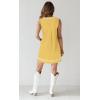 imagechouyatou Womens Embroidered VNeck Sleeveless Mini Denim Dress Casual ALine Jean Babydoll Tank DressYellow