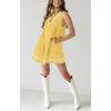 imagechouyatou Womens Embroidered VNeck Sleeveless Mini Denim Dress Casual ALine Jean Babydoll Tank DressYellow