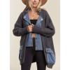 imagechouyatou Womens Fall Casual Button Down Cardigan Chunky Knit Denim Patchwork Sweater CoatDark Grey