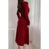 imagechouyatou Womens Fall Gold Button Formal Cocktail Sweater Dress Fit and Flare Midi Long Winter Knit DressRed