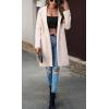 imagechouyatou Womens Fall Notch Lapel Blazer Wool Coat Office Work Wear Warm Winter Pea CoatBeige