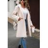 imagechouyatou Womens Fall Notch Lapel Blazer Wool Coat Office Work Wear Warm Winter Pea CoatBeige