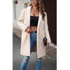imagechouyatou Womens Fall Notch Lapel Blazer Wool Coat Office Work Wear Warm Winter Pea CoatBeige