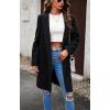 imagechouyatou Womens Fall Notch Lapel Blazer Wool Coat Office Work Wear Warm Winter Pea CoatBlack