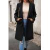 imagechouyatou Womens Fall Notch Lapel Blazer Wool Coat Office Work Wear Warm Winter Pea CoatBlack