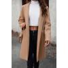 imagechouyatou Womens Fall Notch Lapel Blazer Wool Coat Office Work Wear Warm Winter Pea CoatKhaki