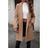 imagechouyatou Womens Fall Notch Lapel Blazer Wool Coat Office Work Wear Warm Winter Pea CoatKhaki