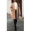 imagechouyatou Womens Fall Notch Lapel Blazer Wool Coat Office Work Wear Warm Winter Pea CoatKhaki