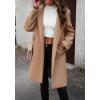 imagechouyatou Womens Fall Notch Lapel Blazer Wool Coat Office Work Wear Warm Winter Pea CoatKhaki