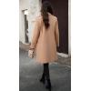 imagechouyatou Womens Fall Notch Lapel Blazer Wool Coat Office Work Wear Warm Winter Pea CoatKhaki
